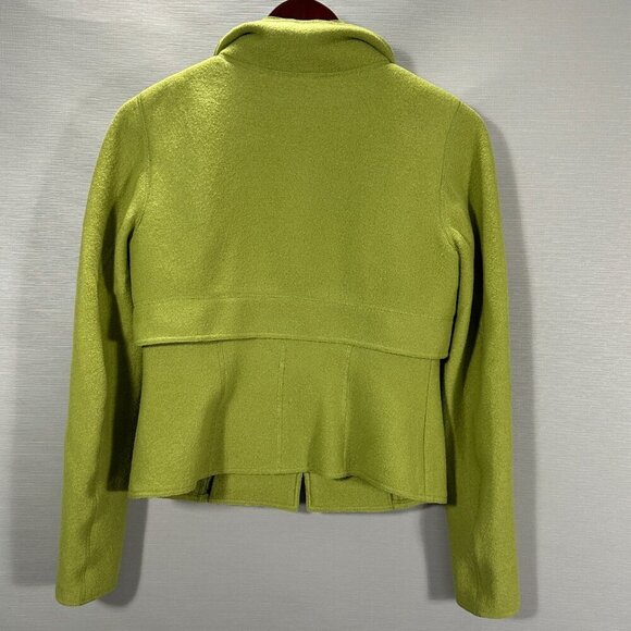 Per Se Jacket Womens 2 Green Wool Pockets Full Zip Mock Neck Collar - Picture 7 of 7